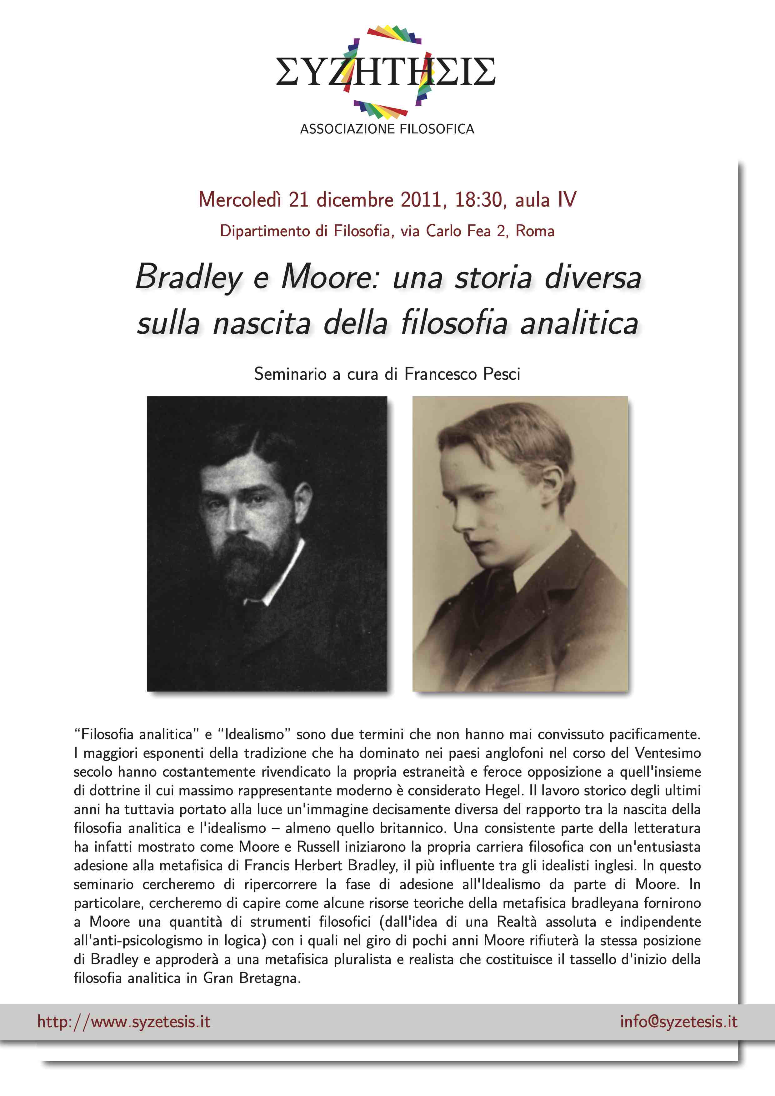 Bradley e Moore: una storia diversa sulla nascita della filosofia analitica